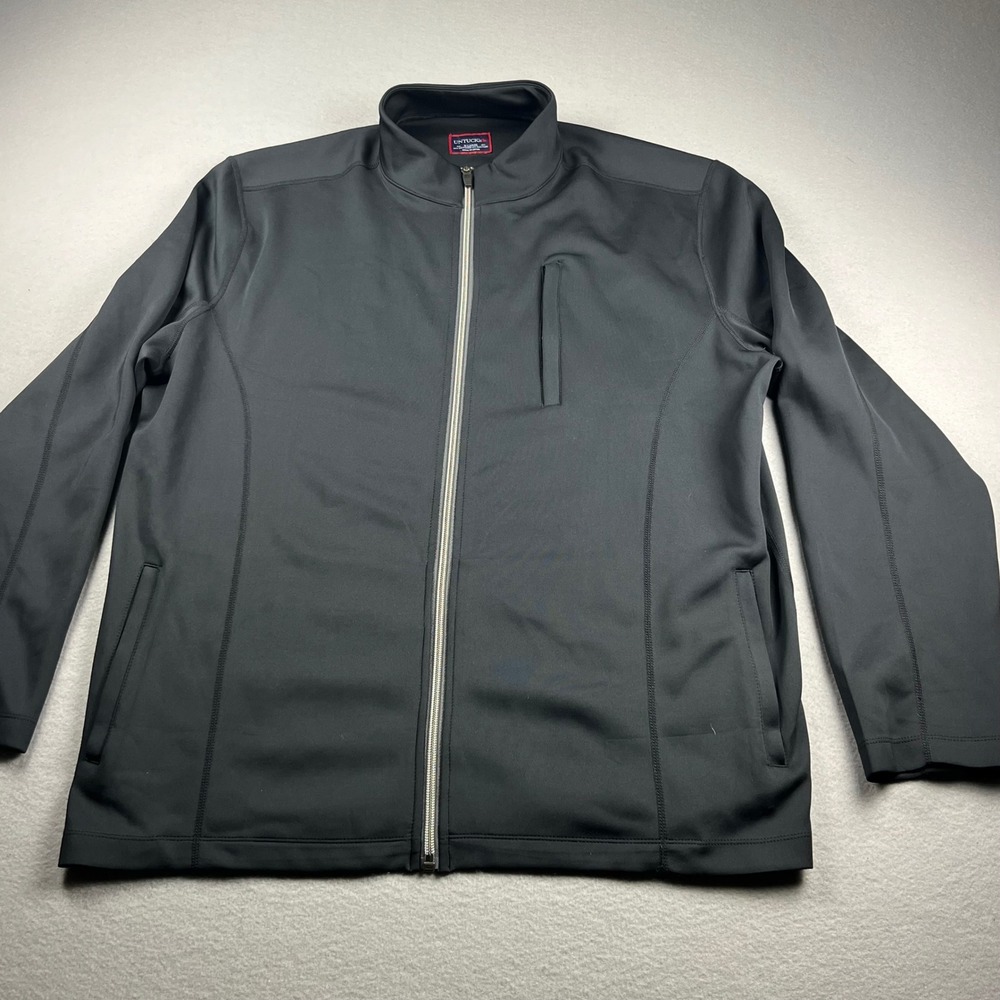 UNTUCKit Mens Full Zip Performance Jacket Black Mock Neck XL Stretch Pocket